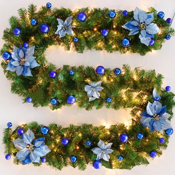 

2.7m/9ft artificial christmas fireplace garland wreath fake pine tree ornament1