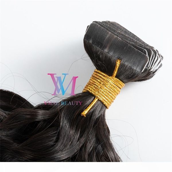 

malaysian tangle virgin remy tape in kinky curly 3a 3b 3c 100g natural color single donor real human hair extensions, Black