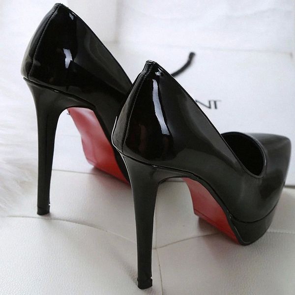 

women's pumps shoes trasero saltos altos thin heel high heels12cm pointed pumps women shoes platform wedding #c10t, Black