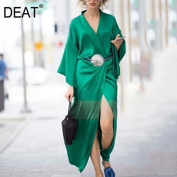 

deat women green waist bandage lose long trench new lapel long sleeve loose fit windbreaker fashion spring autumn 2020 la8671, Tan;black