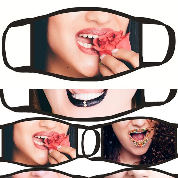 

mouth 3d printing masks cartoon face mask funny dustproof mask ultraviolet-proof washable running riding face maskoutletiwzu