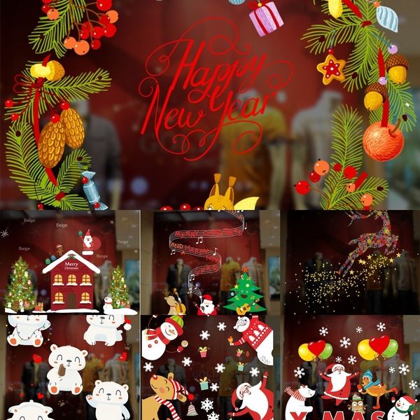 

obc4v seamless decorations shopping mall l window decoration diy stickers wall diy adhesive paperwall stickerwindow christmas non-glue sn