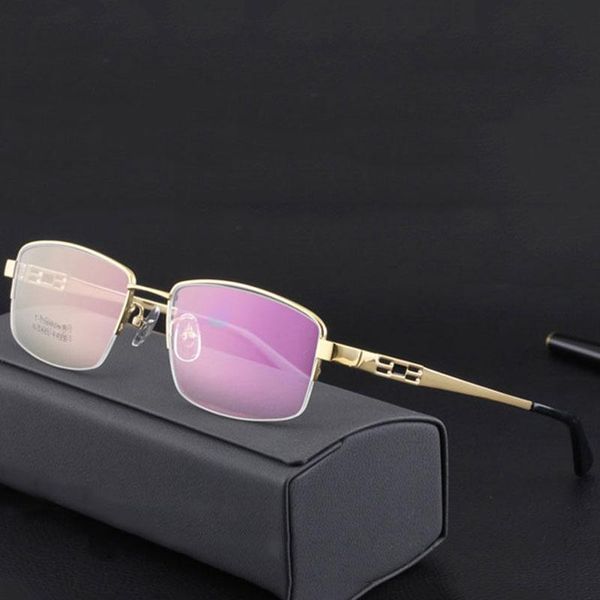 

new arrival eyewear pure titanium glasses frame men business style shortsighted spectacles half rim eye glasses, Black