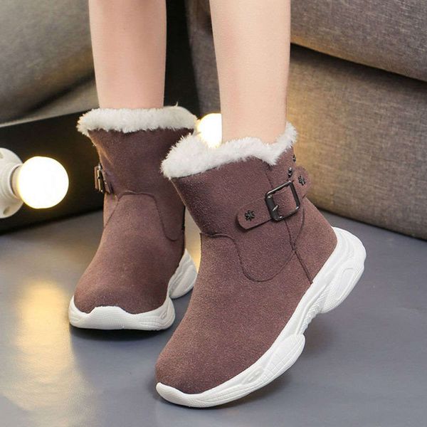 

autumn children' foreign sle winter tide middle tube girls' short 2020 new snow boots plush cotton sho, Black;grey
