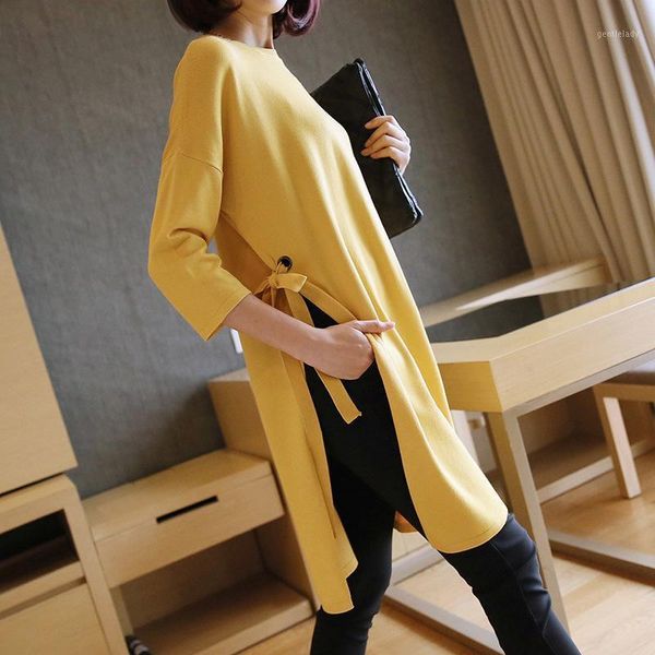 

women's sweaters mature elegant sweater women knit vintage all colors availab side lace-up slim loose pullover spring 2021 fast deliver, White;black