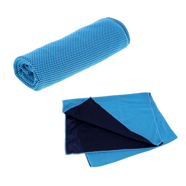 

2 pieces premium instant cooling towel gym towels ice cold towel for golf cycling jogging sports - blue