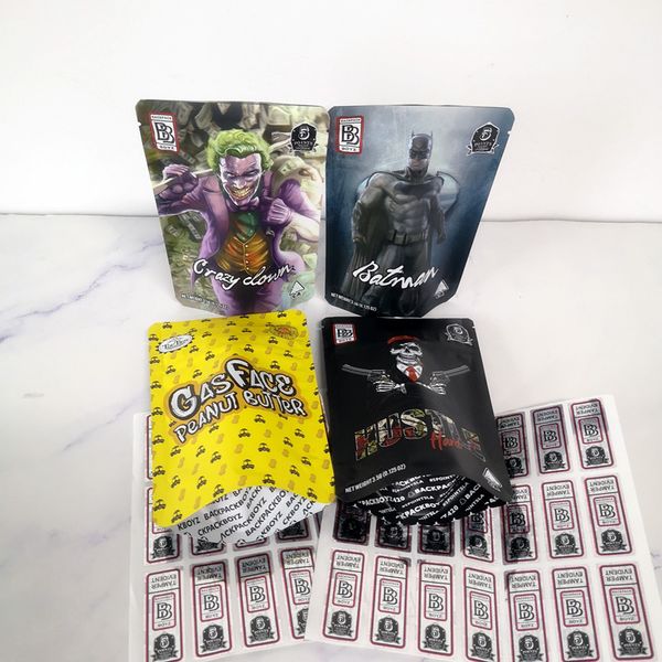 

new arrival 3.5g mylar bags gas face peanut butter bags backpack boyz hustle hard crazy down 420 dry herb flowergbftyhj