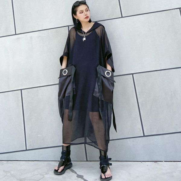 

xuxi breathable mid-long summer thin section loose sunscreen hooded hood 2020 women new hoodies streetwear fashion fz15831, Black