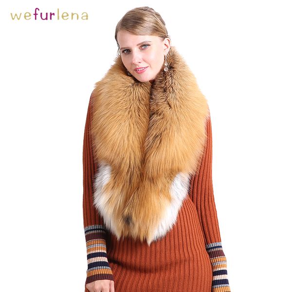 

luxurious 100% real fox fur collar women natural fur shawl luxury scarf women real red fox down wear fluffy scarf wholesale y201007, Blue;gray