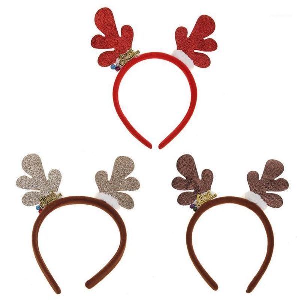

adults kids cute glitter elk horn bell christmas headband party hairband1