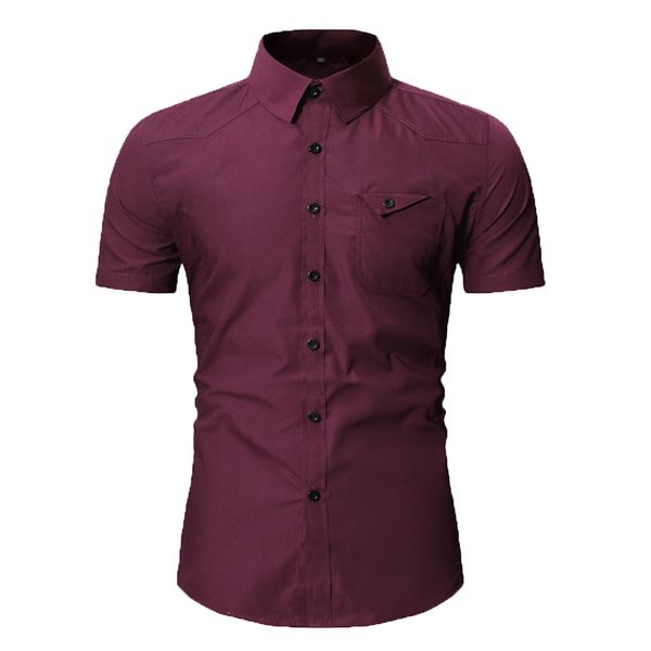 

men shirt cotton autumn casual shirt cargo slim button men short sleeve polyester blouse casual formal 0509, White;black