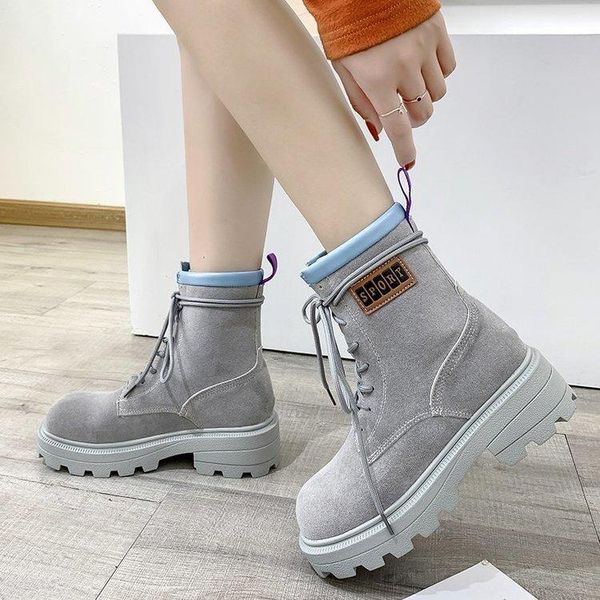 

2020 autumn winter shoes women plush snow boot heel fashion keep warm women's boots woman size 36-43 ankle botas, Black