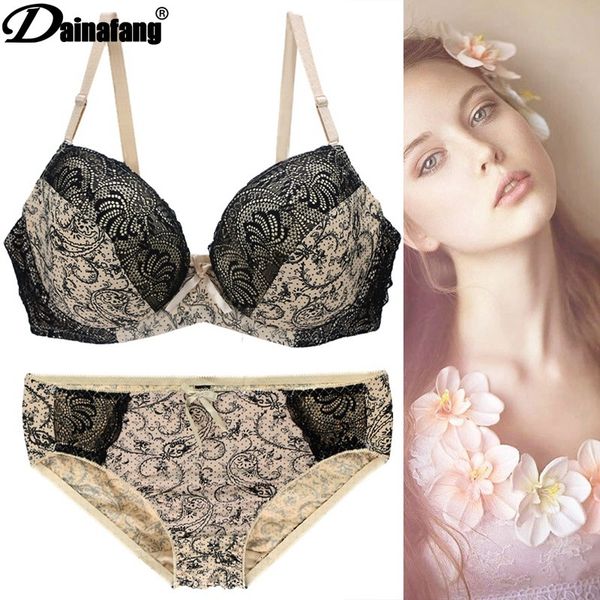

large bra set printed lace underwear set