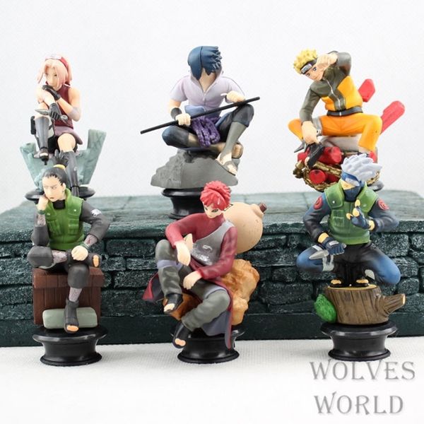 

6pcs/set naruto action figures dolls chess new pvc anime naruto sasuke gaara model figurines for decoration collection gift toy y200421