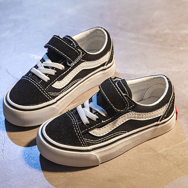 

kids breathable canvas soft sole shoes girls boys sneakers, Black;red