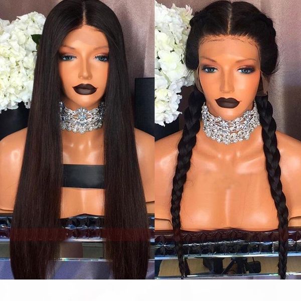 

hair lace front human hair wigs pre plucked brazilian remy hair lace straight lace front wigs natural color, Black;brown