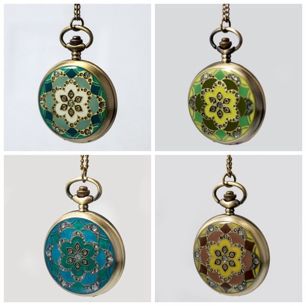 

gel-drop diamond pocket watch quartz 47mm vintage jewelry necklace korean version sweater chain fashion watch hanging watch, Slivery;golden