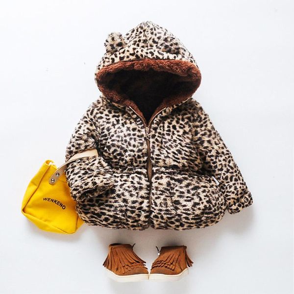 

leopard jacket for girls toddler kids baby gril boy fleece cute ear zipper thick hooded coat warm outwear thick autumn winter, Blue;gray