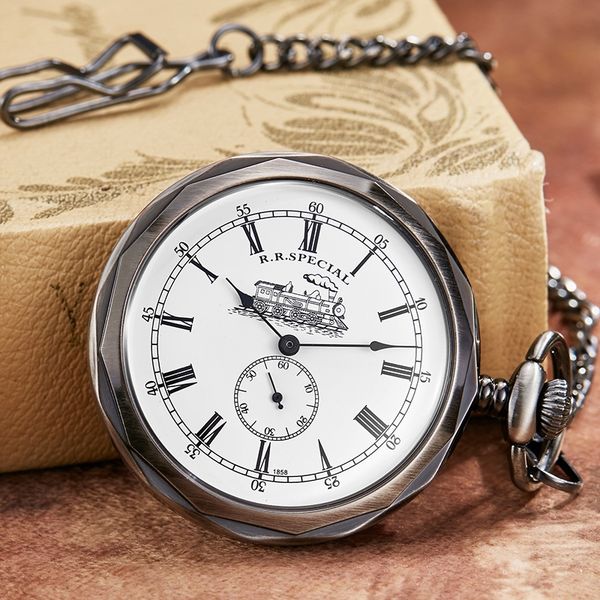 

unique mechanical pocket watch men women special design watch fob chain necklace pendants hand wind steampunk vintage clock t200502, Slivery;golden