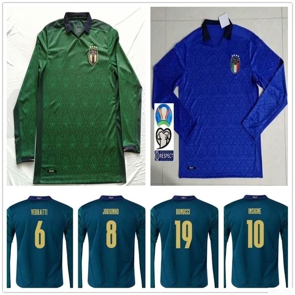 

2020 новая италия с длинным рукавом футбол джерси белотти verratti жоржиньо insigne bernardeschi 20 21 пользовательские italia home away фут, Black;yellow