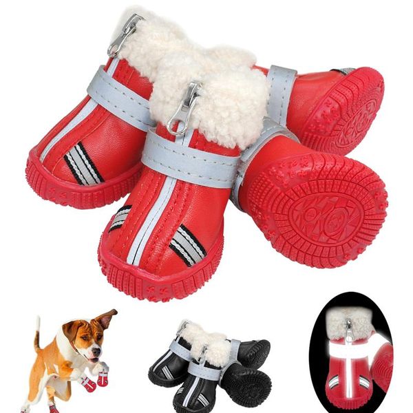 

warm pet dog shoes winter waterproof pet dog boots shoe rain snow booties reflective nonslip footwear for small la bbyrmp
