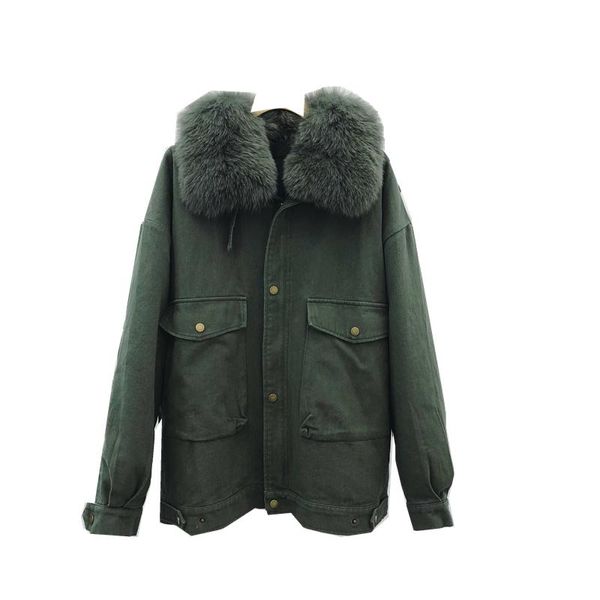 

women's fur & faux winter real natural coat women pink collar lining womens black parka long jacket parkas
