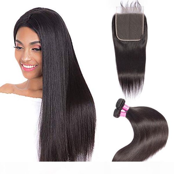 

malaysian human hair 2 bundles with 6x6 lace closure with baby hair straight wholesale hair products 8-30inch bundles with 6 by 6 closure, Black;brown