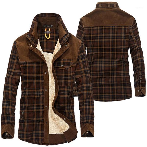 

2020 new men's warm jacket fleece thick army coat autumn winter jacket men slim fit clothing mens clothing1, Black;brown