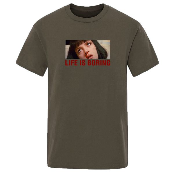 

pulp fiction printed solid color summer 2020 fashion man casual cool life is boring sport hooded sweatshirt hoodie men t shirt