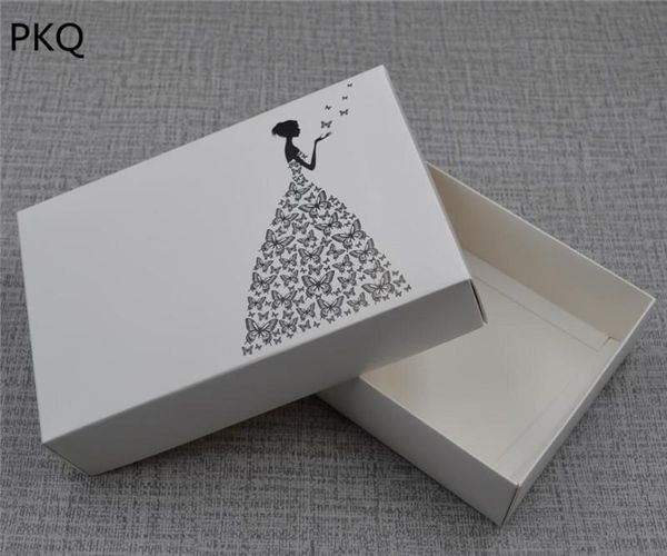 

10шт white paper wedding gift box невеста печатный картон бумага упаковочная коробка свадебное платье ювелирные изделия одежда пакет