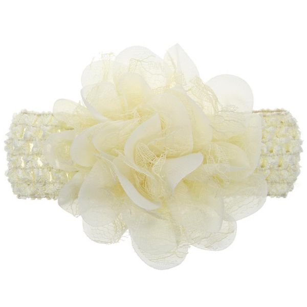

1pcs baby girls lace chiffon rose flower headband with elastic crochet wide hair bands newborn infant gifts hair accessories wmtyrf, Slivery;white