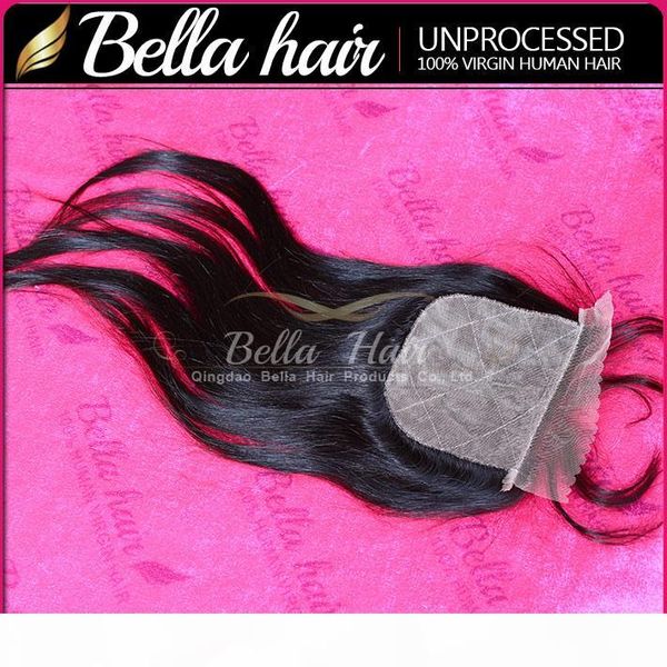 

100% unprocessed brazilian hair silkbaselaceclosure 10"-24" natural color silky straight human hair bellahair dhl ing, Black;brown