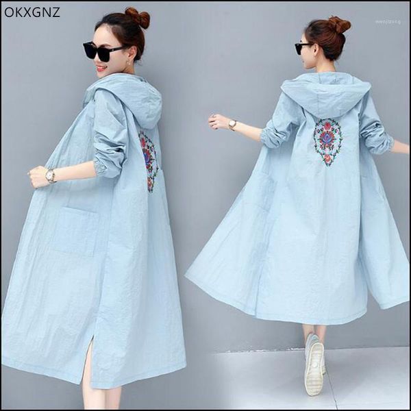 

2020 women's vintage art hooded sun protection clothing long thin windbreaker jacket embroidery cardigan sunscreen plus size1, Tan;black