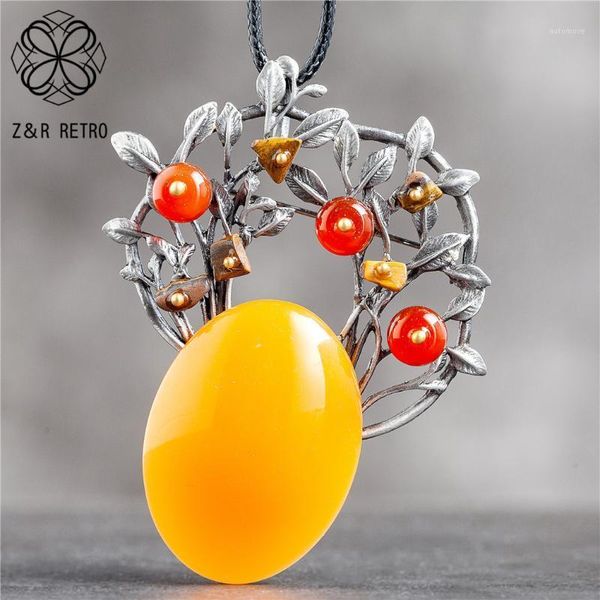 

tree of life long necklace for women vintage jewelry pendant orange beads 2020 suspension rope chains choker wholesale jewellery1, Silver