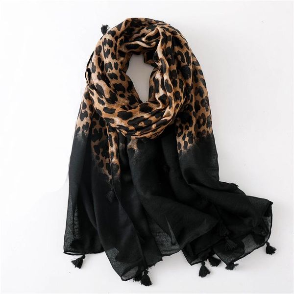 

shawls 2021 fashion women gradient leopard print scarf soft pretty big 180*100cm stole thin warm large cachecol wraps, Blue;gray