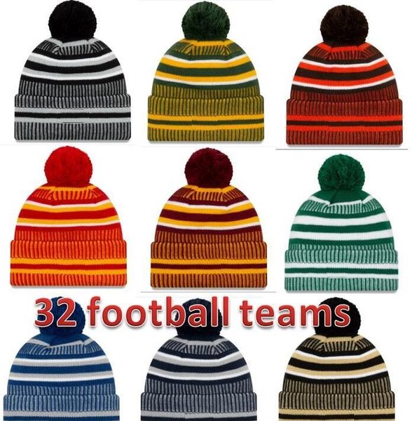 Hutfabrik direkt Neue Ankunft Sideline Beanies Hüte American Football 32 Teams Sport Winter Sideline Strickmützen Beanie gestrickt307r