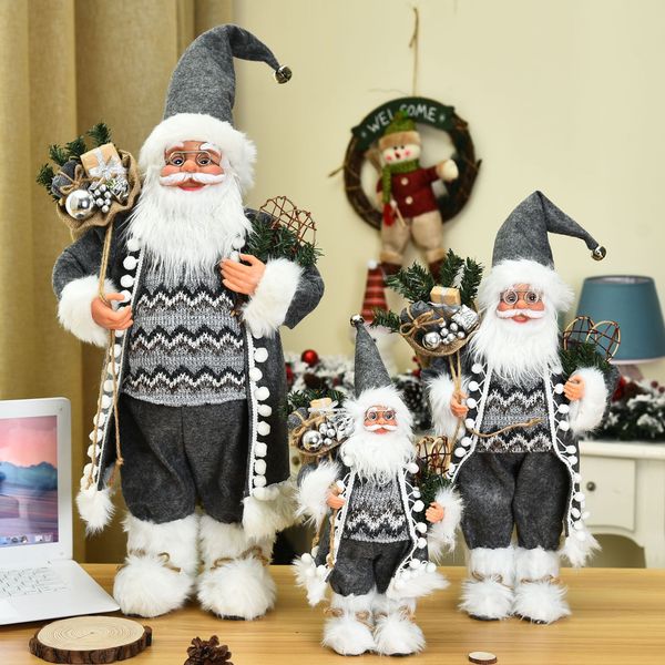 

christmas party gifts merry christmas figurine decoration xmas tree ornaments gray robes carry gift bag santa claus doll beard ornaments