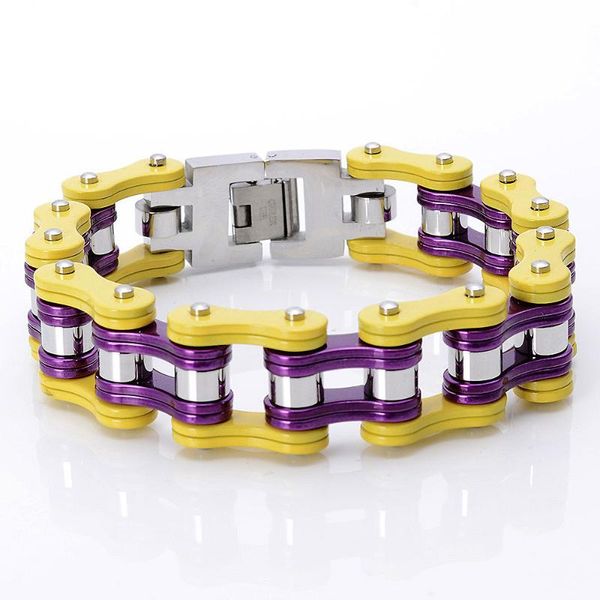 

нержавеющая сталь фиолетового желтого electroplated велосипед мотоцикл цепь мужского punk мото классные цепи hiphop браслет 21см * 1.6cm, Black