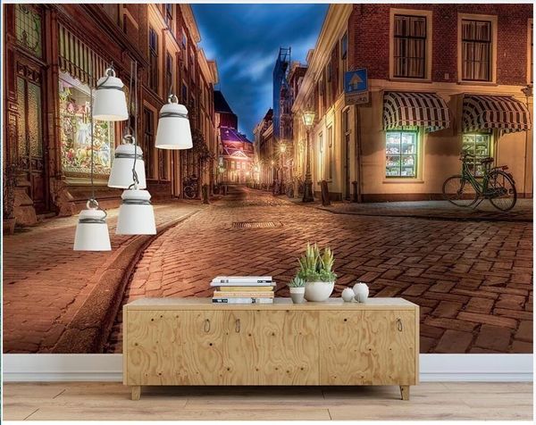 

3d p wallpaper custom p mural european and american shop night view window bicycle home decor 3d wall murals wallpaper for walls 3 d