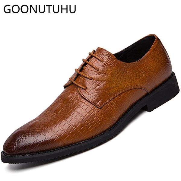 

2020 fashion men's dress shoes leather lace up classic brown black shoe man plush size 38-48 office wedding formal shoes for men