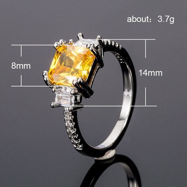 

2021 european and american fashion classic accessories square ring inlaid with zircon women's ring jewelry wholesale, Golden;silver