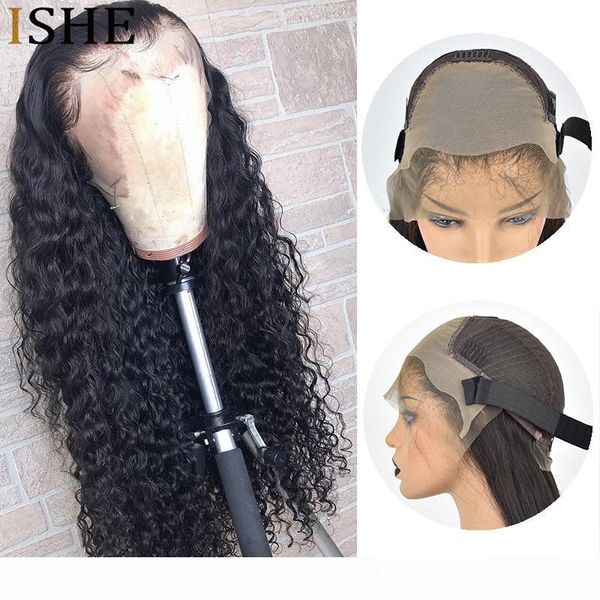 

fake scalp wig invisible lace front wigs jerry curly deep part 13x6 lace front wig preplucked lace wig humain hair remy full end, Black