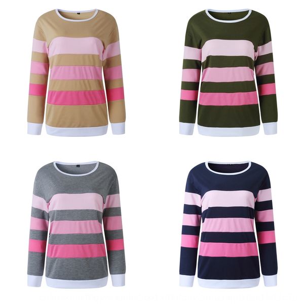 

2020 autumn and winter fashion printed striped round neck long sweater sleeve women's sweater 600178 8y27k, Black