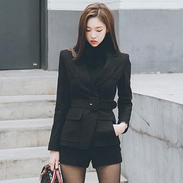 

casual suit suit female new autumn and winter korean temperament british wind small woolen shorts two-piece1, Gray