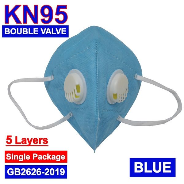 

95 double breathing each side kn dhl disposable face mask with 2 respirator valve