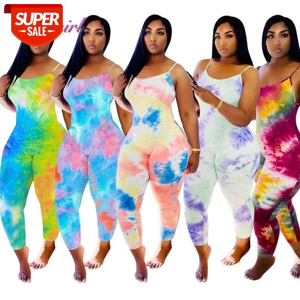 

tie dye print spaghetti strap sleeveless night party jumpsuit backless bandage outfit streetwear one piece rompers overalls #wo9l, Black;white