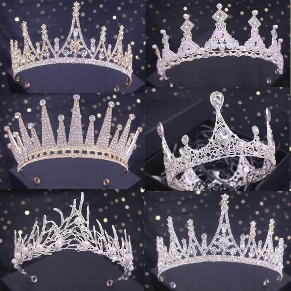 

bridal band headdress wedding korean 18 year old gift crystal crown princess dress hair ornament, Silver