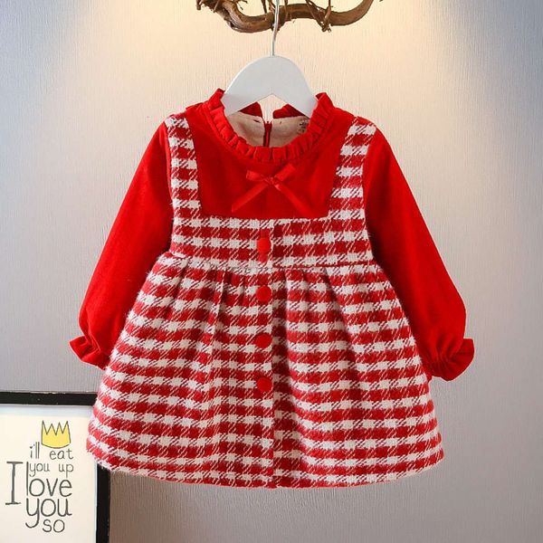 

girl's children's wear xiaoxiang sle drs autumn and winter 2020 new plush thickened princs skirt fashion, Red;yellow