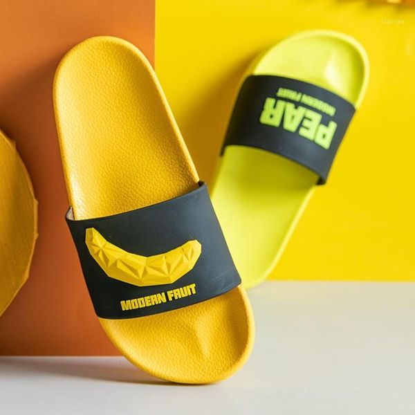 

slippers summer shoes fashion banana fruit home women indoor flats orange bathroom slides non slip male couple pvc slipper1, Black