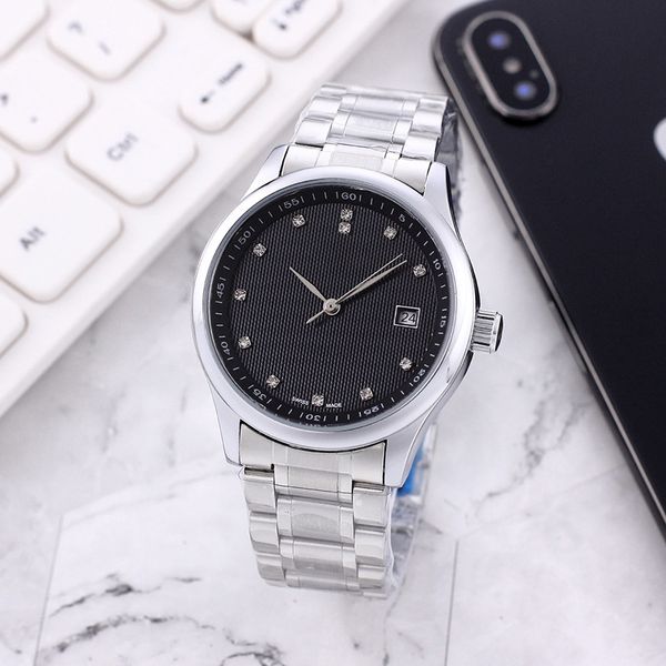 

classic business casual men's watch automatic mechanical movement precision waterproof calendar window stainless steel strap 39mm dial, Slivery;brown